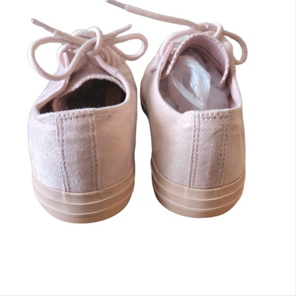 Summer Walking Shoe Feminine Size 9 Pink Sneaker Suede Lace Up Blush Coquette - Picture 4 of 10